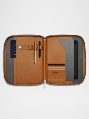Shinola Tech Portfolio Tan Leather Men’s Zip Pouch Italian Leather